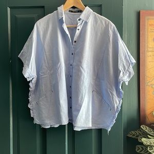 Zara oversized short sleeve button down Oxford shirt